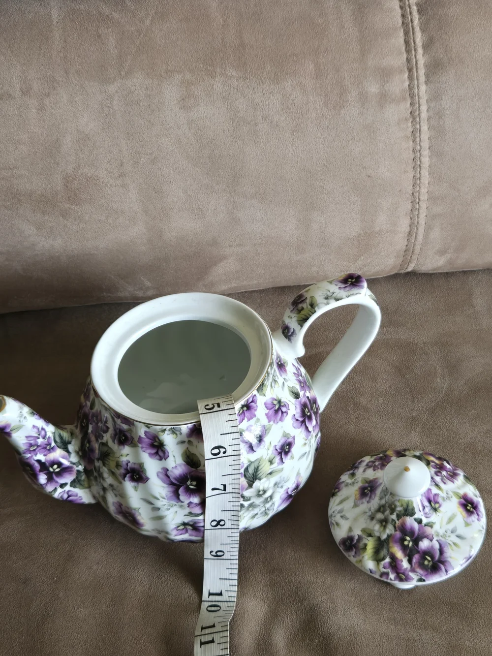 Porcelain Floral Teapot and Pink Rose Ceramic Arrangement - Home Accents